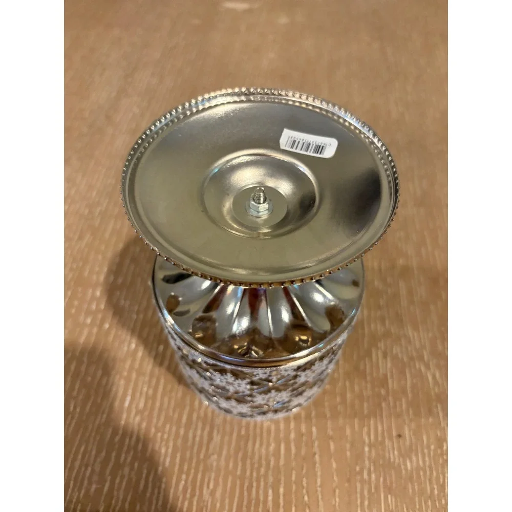 Bath & Body Works Silver Snowflake Gems Pedestal 3 Wick Candle Holder Sleeve